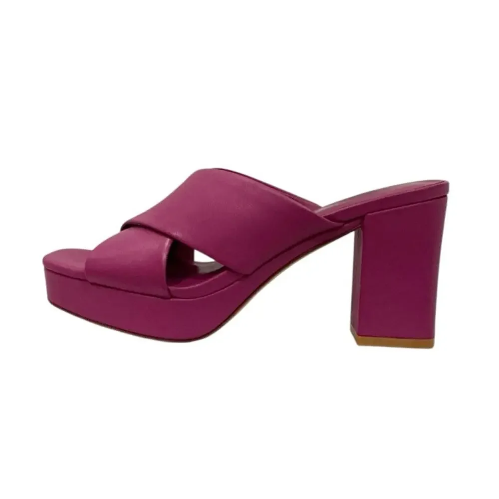 Charlotte Stone Sylvia Platform Mules Grape Purple Leather Heels Size 9 - Picture 4 of 10